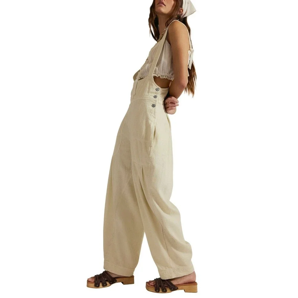 Free People We The Free Felix Tapered Overalls Jumpsuit Pinafore Solid M 287225